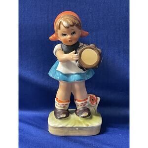 Girl Playing Drum Porcelain Figurine Napco Japan